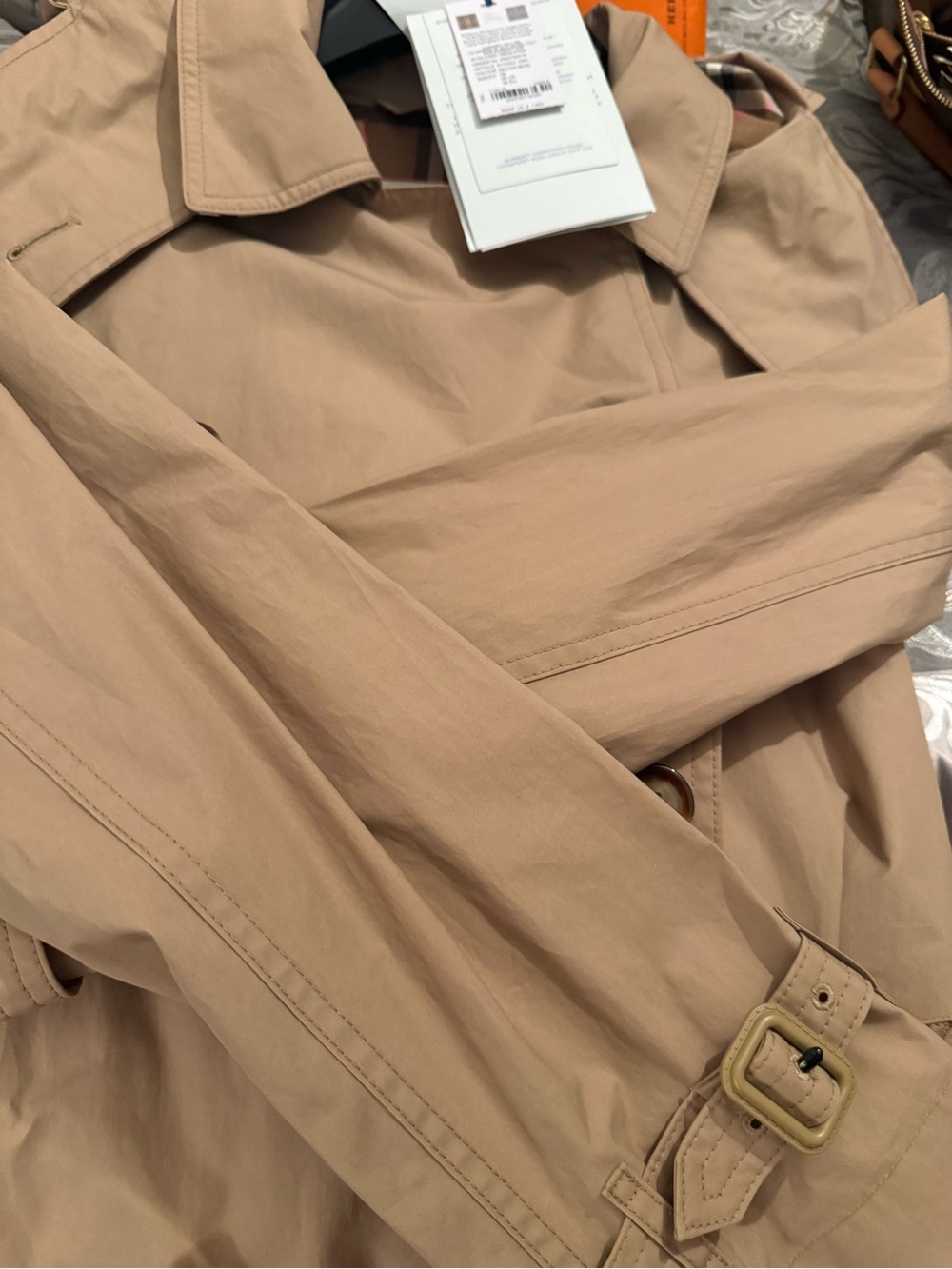 Burberry Double-Breasted Camel Trench Coat - Picture 11 of 12